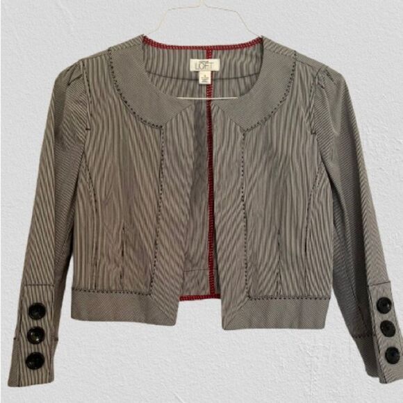 LOFT Jackets & Blazers - LOFT Gray Blazer with Textured Fabric and Open Front